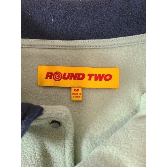Round Two Fleece Snap Jacket M – Green Blue R2 Logo, Lightweight Pullover, NWT - Picture 4 of 9